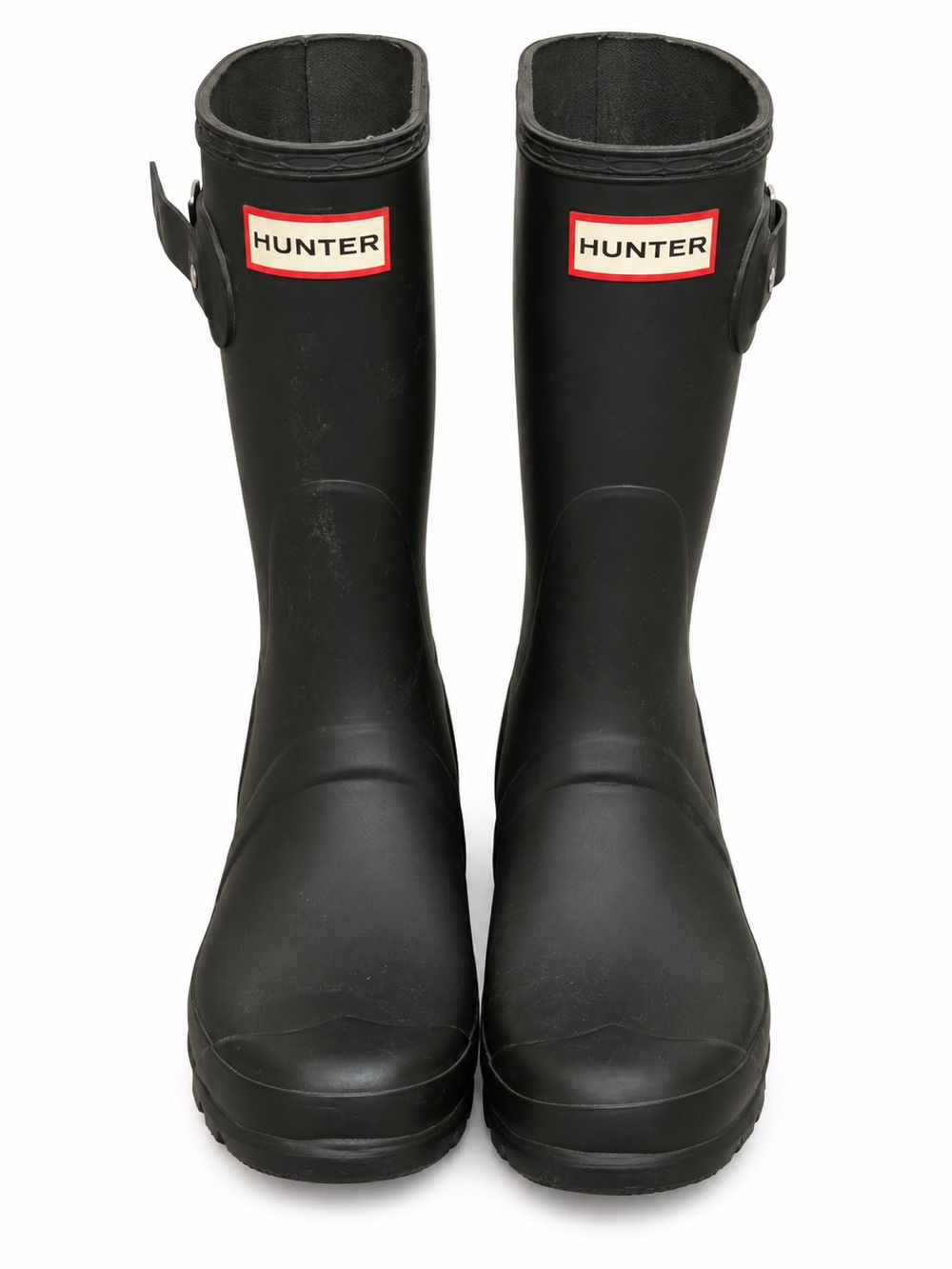 Hunter Dark Green Women's Tall Rubber Rain Boots with Red Logo